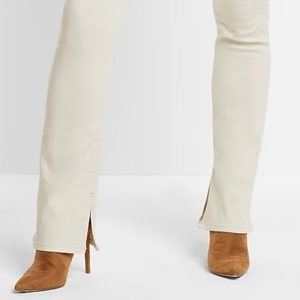 Express Mid Rise Cream Skyscraper Jeans - Picture 4 of 4